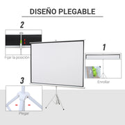 Homcom - Projector Screen - Projector Screen - Projector Screen - Projector Cloth - Projector Screen for Projector - Handheld Projector Screen with Stand - Portable Projector - 100in - 16:9