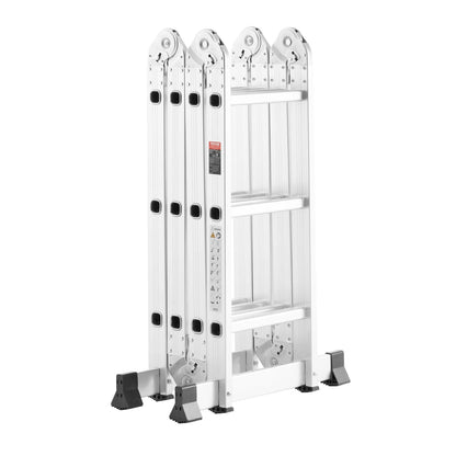 Multifunctionele Vouwladder – 7-in-1 Ladder – Vouwtrap – A-Frame Ladder – Aluminium – 150 Kg Draagvermogen – Antislipvoeten - Zilver - 5 Treden - QUORE