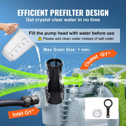 Vevor - Ondiepe Bronpomp - met druktank - Draagbare Jetpomp - 1300W - 4200 L/u Debiet - 50 m Opvoerhoogte voor Irrigatie - Watertransfer - Groen