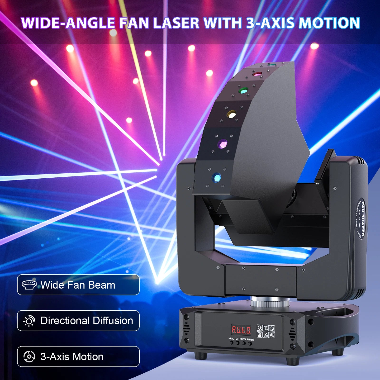 Movinghead Verlichting – RGB Laser Licht – DJ Licht – Podiumverlichting – Disco Spot – 60W Vermogen – 3-Assige Rotatie - QUORE