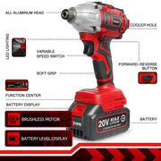 WS-Z8-C2 - Impact Wrench - Impact Drivers - 20V - 300N.m - Cordless Impact Wrench - Impact Wrench with Battery - Red