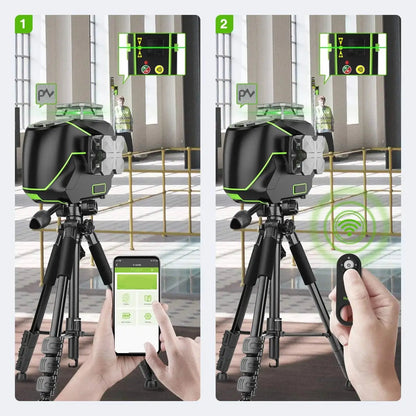 3D Cross Line Laser Waterpas – Laserwaterpas – Nivelleerlaser – Bouwlaser – Groenelaser – Snelle Zelfnivellering – Bluetooth Connectiviteit - met Ontvanger