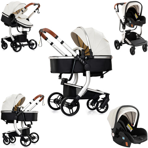 Baby Wandelwagen - Buggy - Inklapbare Buggy - Opvouwbare Buggy - Inklapbare Buggy NewBorn - 3 in 1 -BabyWalker- Lichtgewicht - voor Newborn - Wit