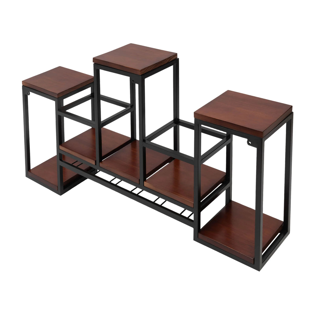 Vintage Wandgemonteerde Wijnrek - Houten & Metalen Opslagrek voor Keuken, Restaurant & Bar