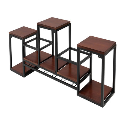 Vintage Wandgemonteerde Wijnrek - Houten & Metalen Opslagrek voor Keuken, Restaurant & Bar