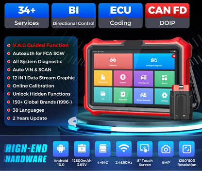 K8 PRO Auto Diagnosetool – OBD2 Scanner – Motor Scanner – Foutcode Reader – Diagnosescanner – Bi-directionele Besturing – 8 Inch HD Scherm