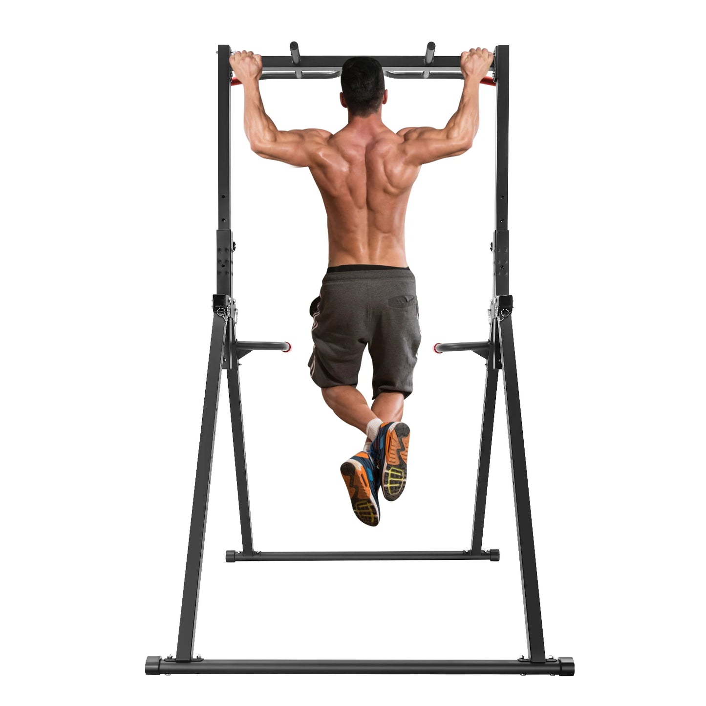 Verstelbare Pull-up Bar – Optrekstang – Klimrek – Krachtstation – Huistrainingsapparaat – Zwart – Max. 200 kg Draagvermogen – Hoogwaardig Koolstofstaal - QUORE