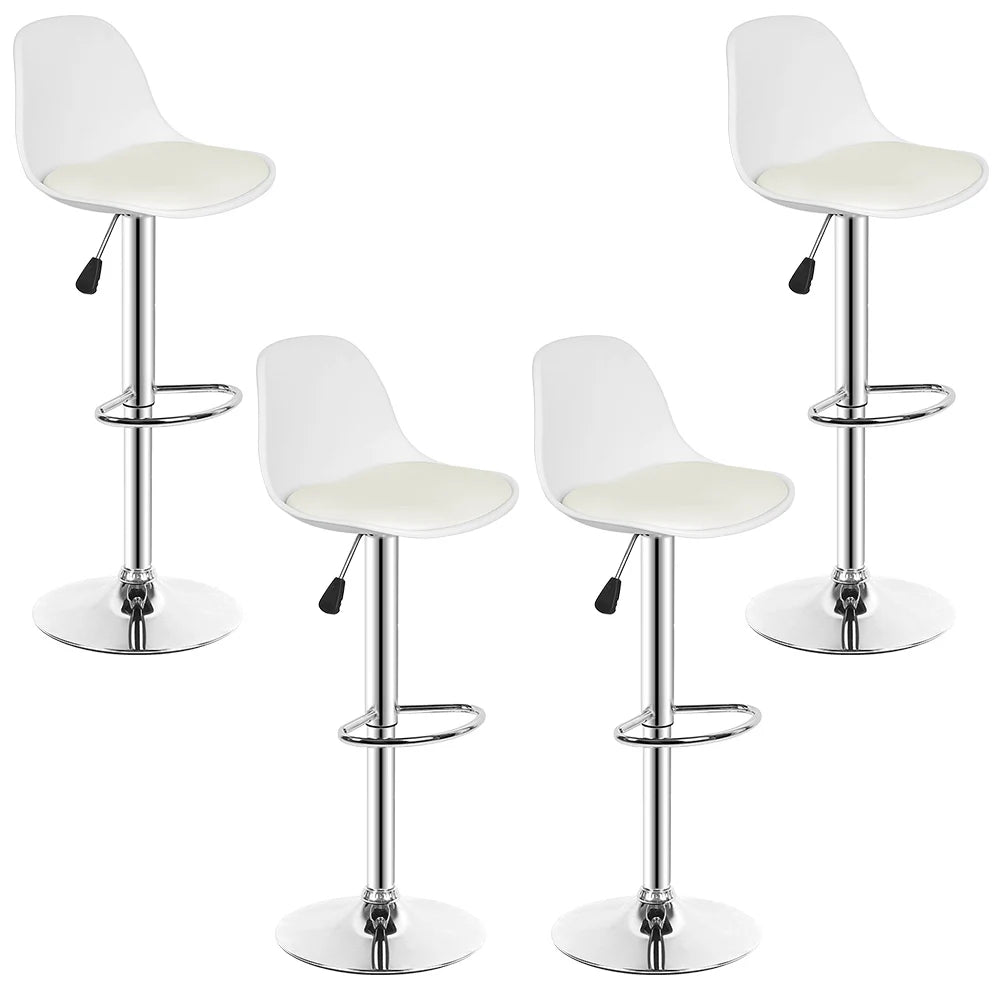 Barstoel – Barkruk – Keukenstoel – Barstoel Set – Bistrostoel – Verstelbare Zithoogte – 360° Draaibaar Met Rugleuning – Set Van 4 – Wit - QUORE