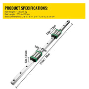 Guide Rail - 2Pcs Linear Guide Rail - Coupling Strip Set - 700MM - Slide Block - 4Pcs Slide Blocks RM1605 Ballscrew W/Ball Nut BF12/BK12 Nut- for CNC DIY Milling