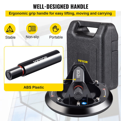 Vevor - Vacuum Suction Cup - Glass Carrier - Dent Puller and Opening Tool - Strong Vacuum Suction Cups - Suction Cup - 2 Pieces - Black