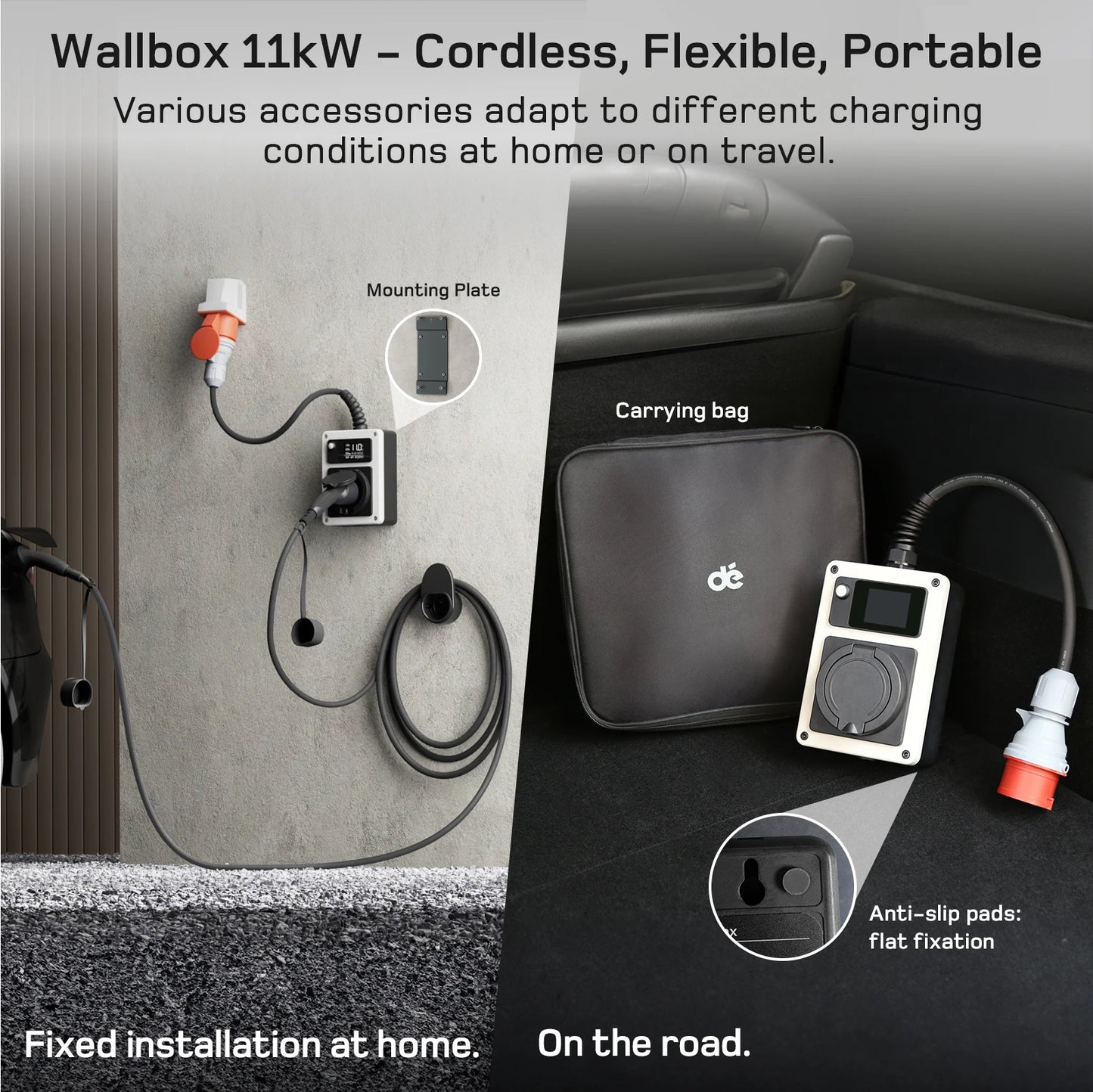 Mobile Wallbox – EV Oplader – Laadstation – Elektrische Autolader – Type 2 Stopcontact – 11kW Met App – Flexibel Laden – Ingebouwde Elektriciteitsmeter