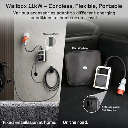 Mobile Wallbox – Mobiele Laadpaal – Elektrische Oplaadstation – EV Charger – Laadpunt – 11kW Snel Laden – Weerbestendig IP65 Met App