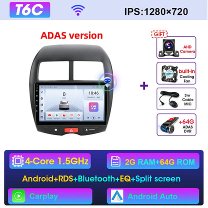 2Din Android Autoradio – Multimedia Speler – Navigatie Systeem – Touchscreen Radio – Bluetooth Autoradio – 10 Inch Scherm – 4 x 45W Audio – Geschikt Voor Mitsubishi ASX 2010-2016 – T6C-ADAS Variant