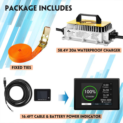 Alles-in-één 48V 100Ah Lithium-Ion Batterij – LiFePO4 Accu – Elektrische Golfwagen Accu – Elektrisch Voertuig Accu – 6000+ Laadcycli – IP67 Behuizing