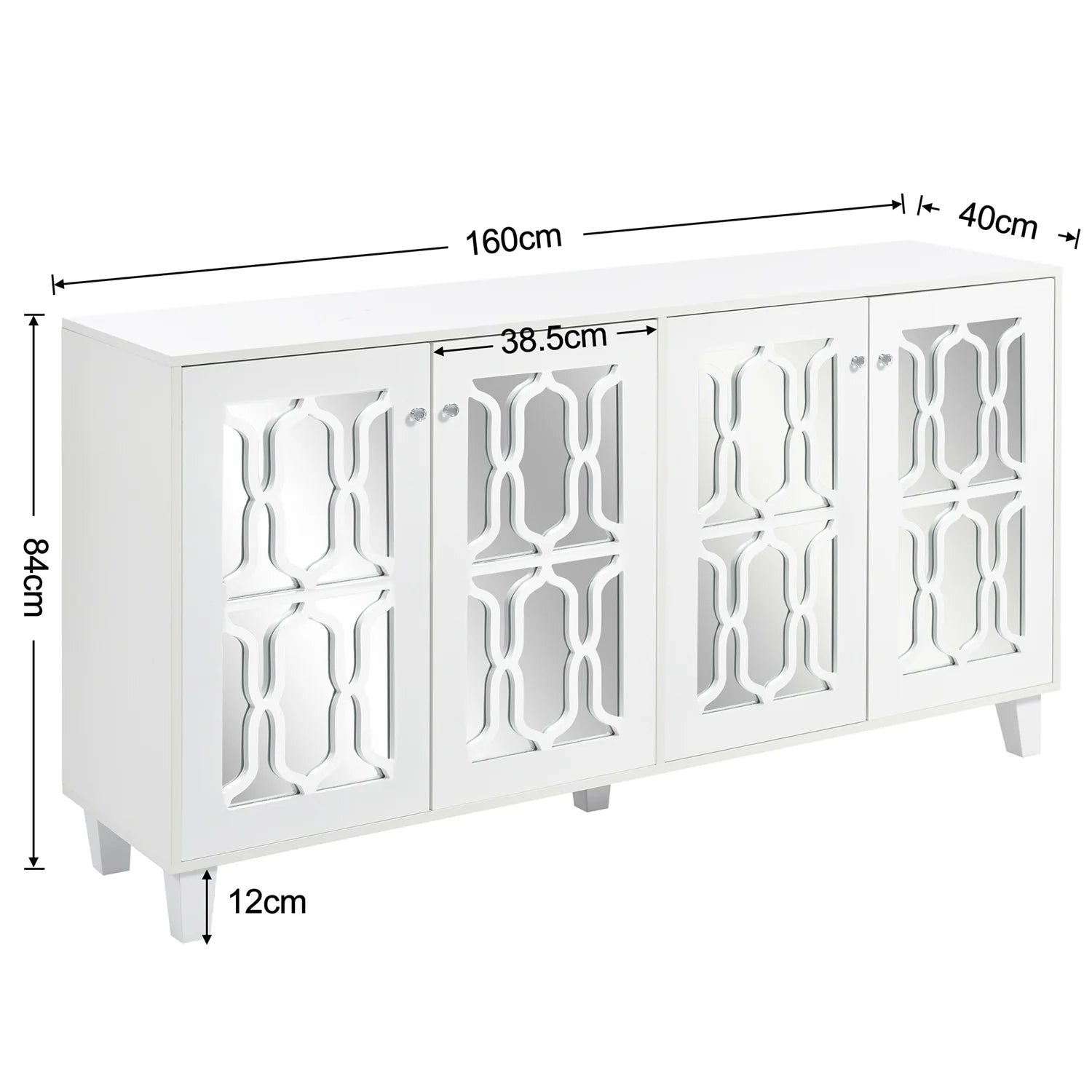Dressoir – Opbergkast – Kasten – Sideboard – Buffetkast – Ivoor – Ruime Opbergruimte – Duurzaam MDF Met Houten Poten - QUORE