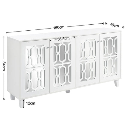Dressoir – Opbergkast – Kasten – Sideboard – Buffetkast – Ivoor – Ruime Opbergruimte – Duurzaam MDF Met Houten Poten - QUORE