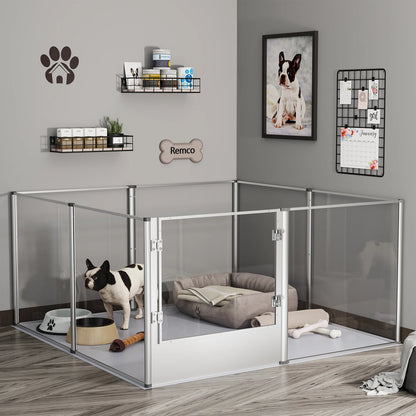 Acrylic Hondenren – Hondenhok – Puppyren – Whelping Box – Dierenren – Aluminium Frame – Waterdichte Voedingsmat – 120x120x61 cm