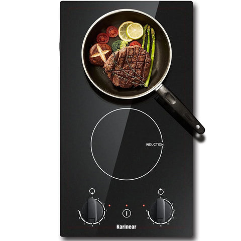Inductie kookplaat - Induction Hob - Induction Cook Top - Inductie Fornuis - Elektrische Brander - Inbouw Inductiekookplaat - met 2 Branders - 30 cm - Inductiekookplaat met Stekker en Knopbediening - Zwart
