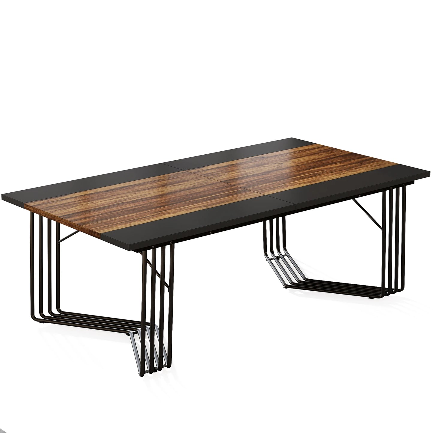 Vergadertafel – Werktafel – Bureau – Eettafel – Industrieel – Stevig Metalen Frame - 100 x 200 x 75 cm - Bruin - QUORE