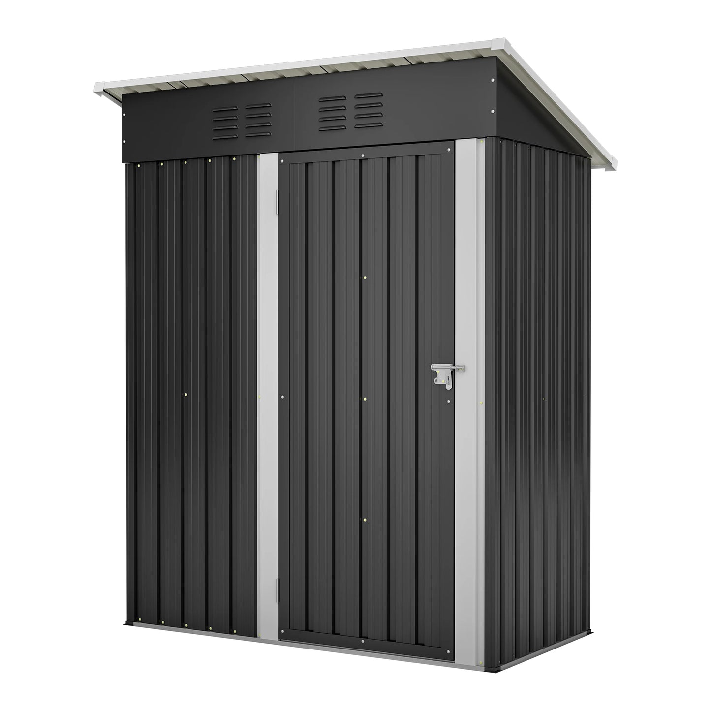 Tuinhuis – Tuinschuur – Berging – Opslag – Buitenhuis – Zwart – Waterbestendig Met Pultdak – Ventilatieopening