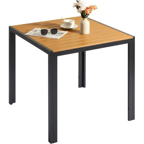 Tuintafel - Klaptafel - Balkontafel - Picknicktafel - 75x75cm - Aluminium + Houtplastic WPC, Eettafel, Bistro Balkon Patio Tafel, Weer- en Hittebestendig - AntiSlip - Campingtafel - Geel