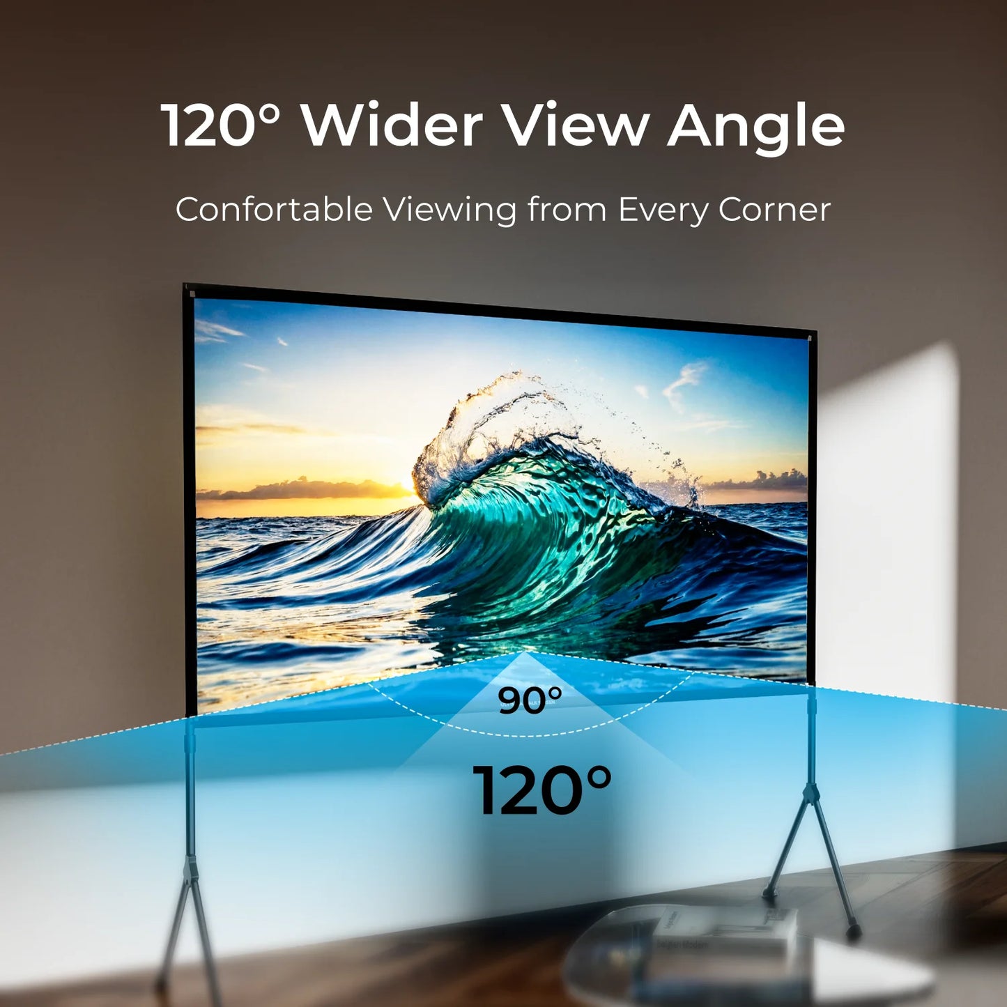 Beamer - Projector - Mini Projector - Full HD Native 1080P - met 120-inch E-ALR Projectorscherm & Stand – Outdoor Camping & Home Theater – EU Plug
