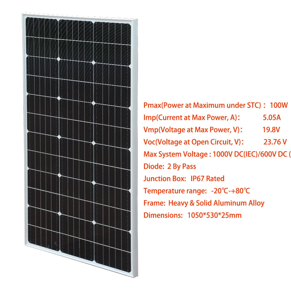 Zonnepaneel - Zonnepanelen - Monokristallijn - Set van 2 - 150W - Rigid Glass - Waterdicht - Lichtgewicht - On-Grid/Off-Grid Gebruik - Hoge Efficiëntie