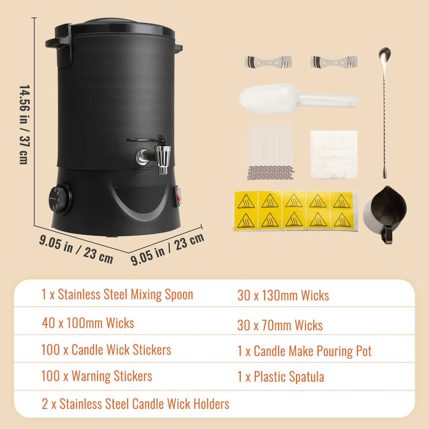 Grote Elektrische Wassmelter - Wassmeltpot - Wax Melter - Kaarsen Smeltpot - 1100W - RVS - 9-standen Bediening - 6.5L - Zwart