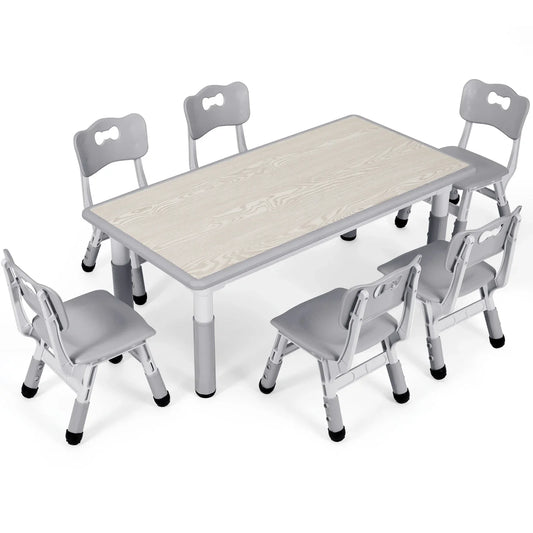 Kinder Tafel – Kindertafel – Speeltafel – Knutseltafel – Verstelbare Stoelenset – Verstelbare Hoogte – Stevige Balkconstructie - QUORE