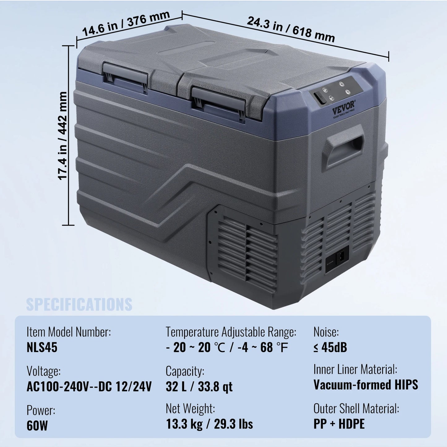 SucceBuy Car Refrigerator 12 Volt Car Refrigerator Fridge 40 L Dual Zone  -4℉-68℉12/24V DC  100-240V AC for Outdoor Camping RV