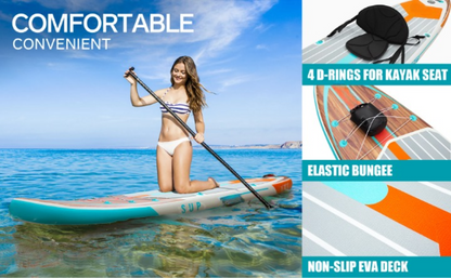 Opblaasbaar SUP-Board – Paddle Board – Stand Up Paddle – Waterdicht – Lichtgewicht – 335x84x15 Cm – Max Draagkracht 158 Kg - Houtkleur