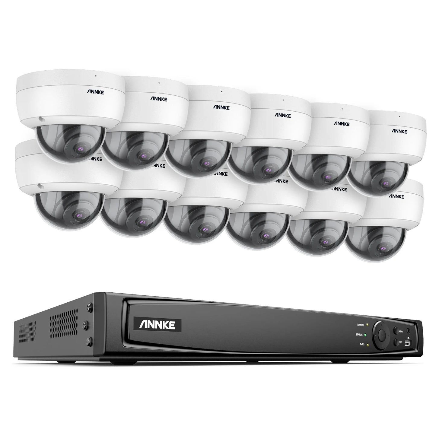 5MP IP Beveiligingscamera Set – Beveiligingscamera – CCTV Camera – Surveillance Camera – Dome Camera – 12-delig – Nachtzicht 30m – Weerbestendig IP67