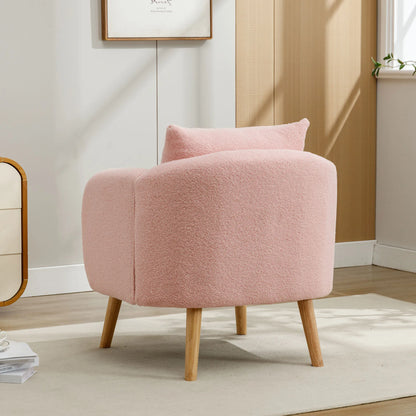 Relaxstoel – Lounge Stoel – Fauteuil – Zetel – Teddyfluweel – Ergonomische Rugsteun – Stevig Houten Frame - Roze