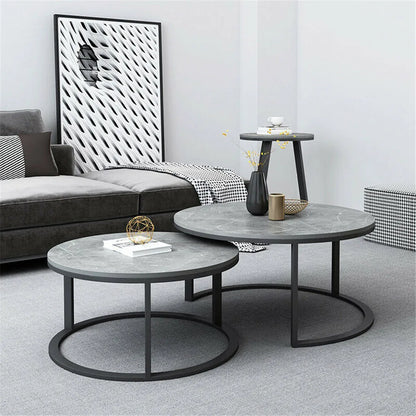Ronde salontafel - Kleine tafel - Salontafel - Tafel - Marmer - Donkergrijs - QUORE