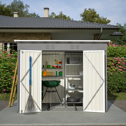 Tool Schuur - Tuinhuis - Buitenkast - Gereedschapsschuur - Gereedschapskast - Opbergruimte - 8x4ft - met Metaal Basis - Tuinschuur - voor Buiten - Terras - en Tuinopslag - Bruin