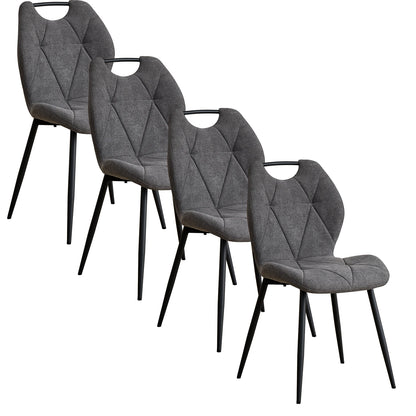 Eetkamerstoel – Stoel – Kuipstoel – Keukenstoel – Woonkamerstoel – Linnen Bekleding – Met Metalen Poot – Set Van 4 – Zithoogte 50 cm