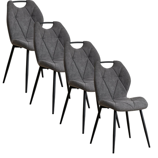 Eetkamerstoel – Stoel – Kuipstoel – Keukenstoel – Woonkamerstoel – Linnen Bekleding – Met Metalen Poot – Set Van 4 – Zithoogte 50 cm