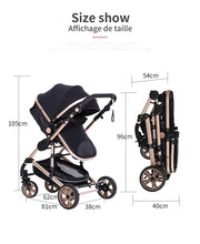 Kinderwagen - Buggy - Plooibuggy - Buggy 3 in 1 Kinderwagen - Inklapbare Kinderwagen - Aluminium Frame - Hoogbouwwagen - voor Pasgeboren Babyboomer - Bruin