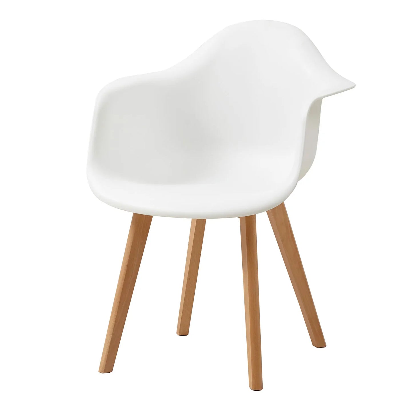 Eetkamerstoelen - Eetstoelen - Keukenstoelen - Set van 4 - Minimalistisch Retro Modern Stijl - met Rugleuning - Voor Keuken - Eetgedeelte - Kunstof Zitje - Beuken Poten - 43 x 47 x 81.5 cm - Wit