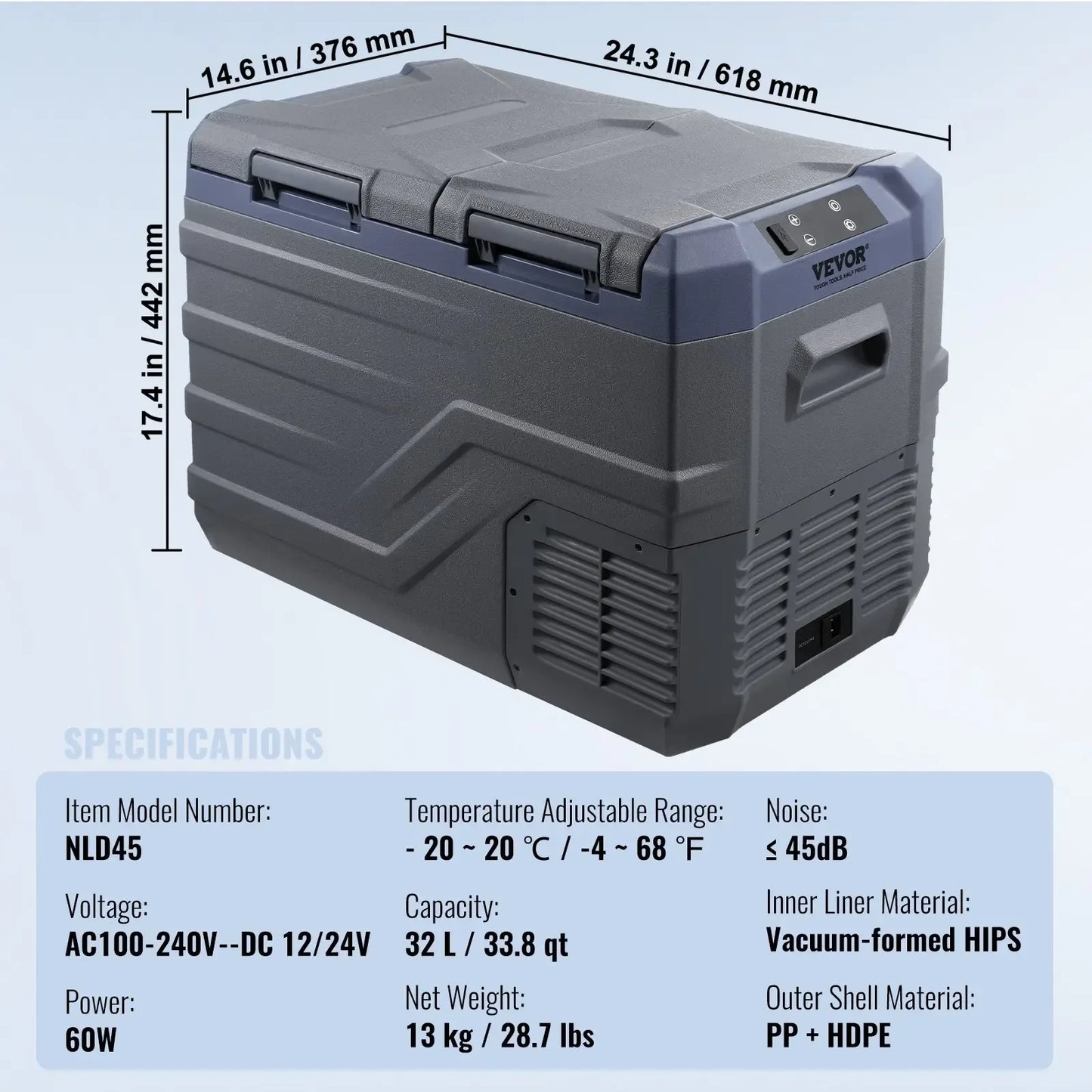 Auto Koelkast - Camping Koelkast - Draagbare Auto Koelbox - Compressor Koelkast 12V/24V - 32L - Snelle Koeling - Energiezuinig - Voor Auto - Camper - en Boot