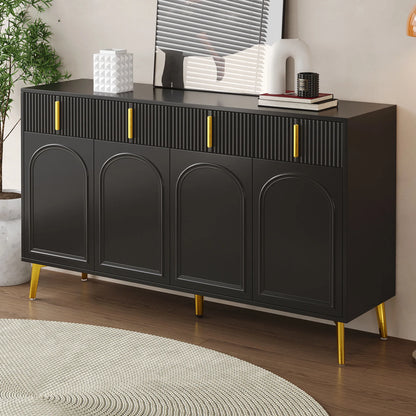 Kast - Dressoir - Opbergkast - Woonkamer - 140 cm x 37,8 cm x 82 cm - Zwart