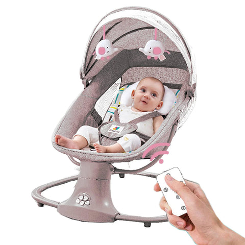 Schommelstoel - Elektrische Schommelstoel - Baby Elektrische Wipstoel - Baby Schommel - Elektrische Baby Schommel - Bluetooth - Afstandsbediening- voor Pasgeborenen - Coffee Grey