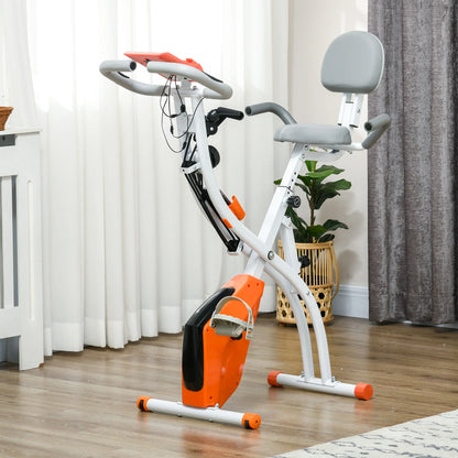 Hometrainer - Spinningfiets - Hometrainers - Indoorfietsen - Indoorfiets - 2-in-1 Fitness Fiets - 8 Niveaus - LCD Display - Opvouwbare - Verstelbaar Zadel - met Rugleuning - 120kg Draagkracht - Fiets - voor Cardio Training - Oranje - QUORE