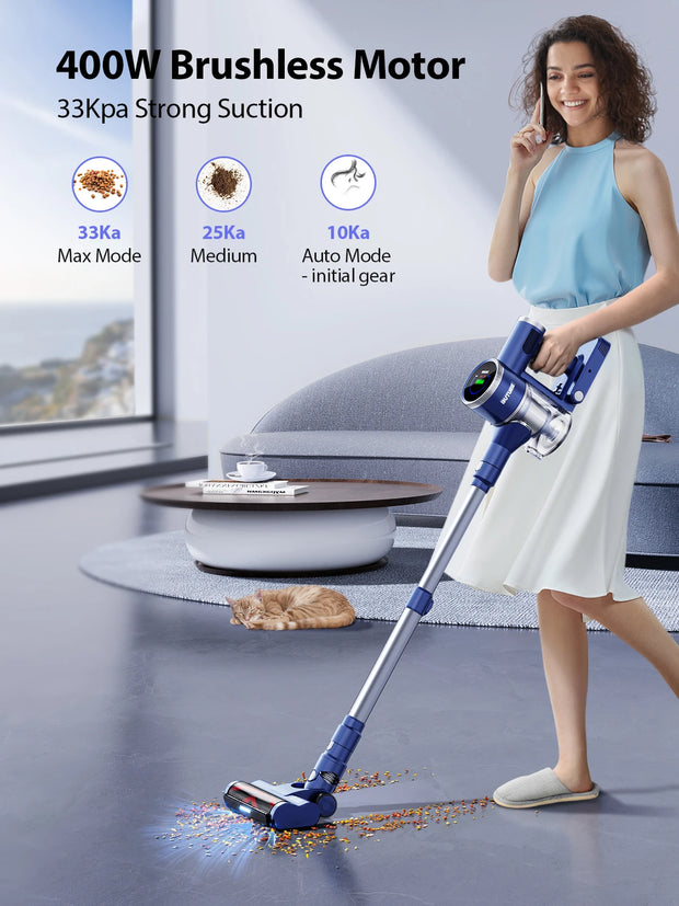 Cordless Stick Vacuum Cleaner - Stick Vacuum Cleaner - Vacuum Cleaner - Cordless Stick Vacuum Cleaner - Powerful Suction - 400W - 33000PA - for pets and household appliances - 1L dust container