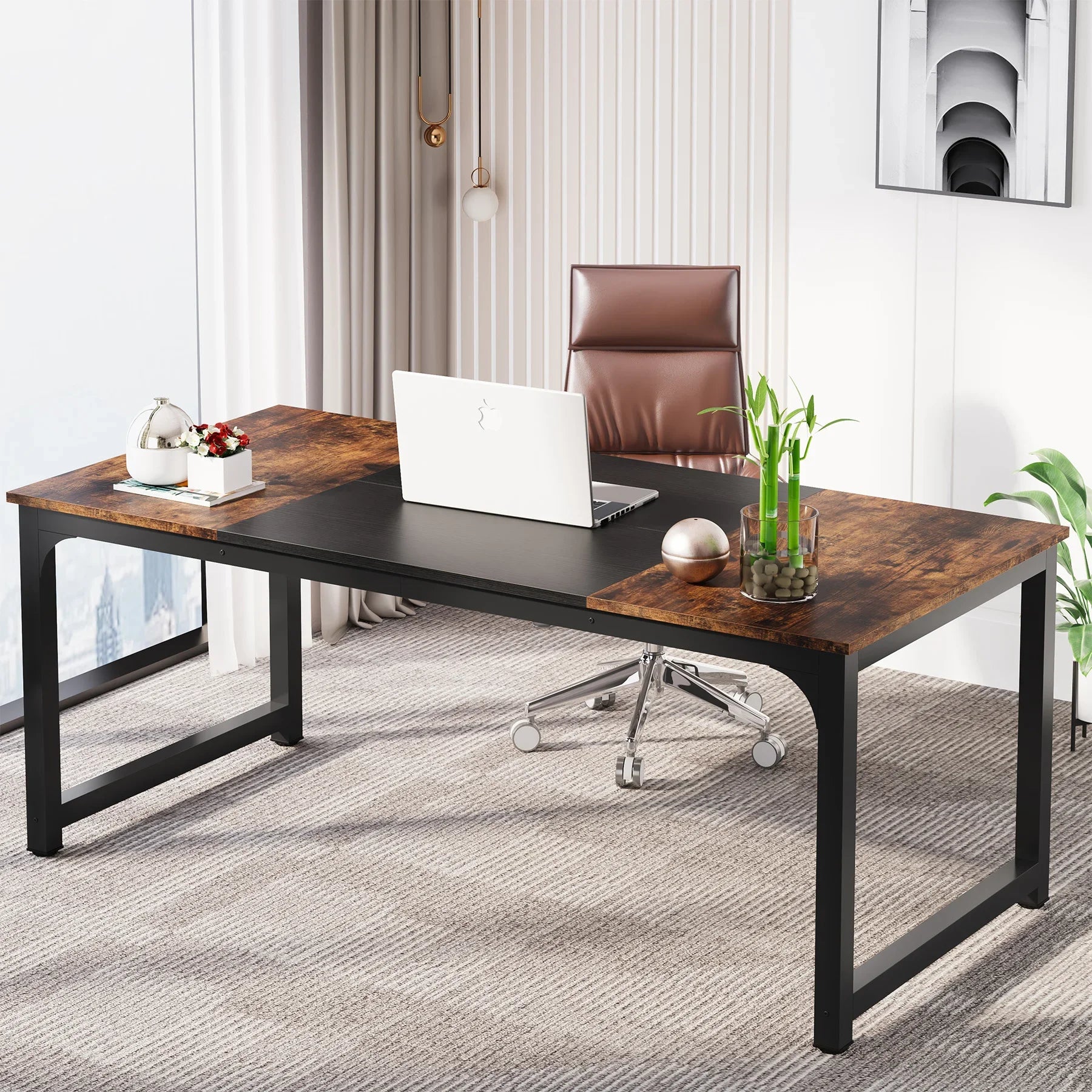 Bureau – Werkplek – Computerbureau – Schrijftafel – Studiebureau – 180 Cm Breed – E1 Spaanplaat Metalen Poot - QUORE
