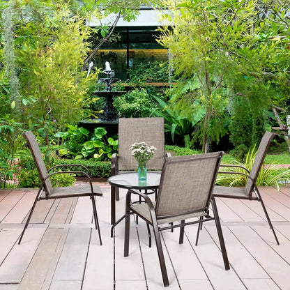 Set van 2 tuinstoelen met armleuningen, terrasstoelen van textiel en metalen frame - balkonstoelen tot 200 kg belastbaar - voor tuin - balkon - zwembad - 56 x 72 x 90 cm (grijs)