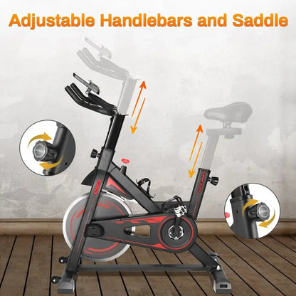 Hometrainer – Spinningfiets – Fitnessfiets – Ergometer – Binnenfiets – Verstelbaar Zadel & Armsteunen – 10 kg Vliegwiel & LCD-Display