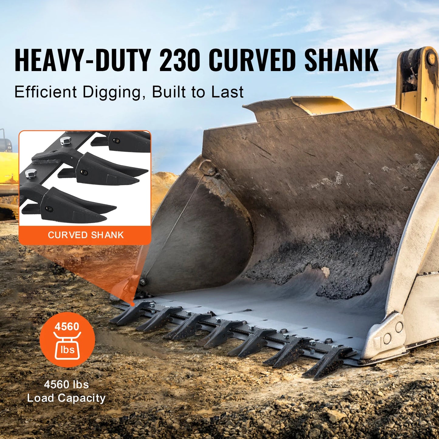 SucceBuy Bucket Tooth Bar Heavy Duty Tractor Bucket Teeth Bar for Sub-Compact Tractor Loader 4560 lbs Load-Bearing Capacity - QUORE