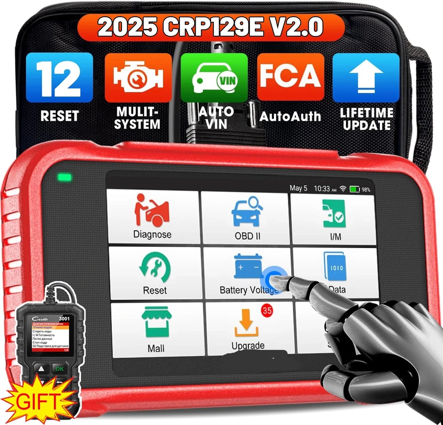 OBD2 Scanner – Autodiagnose – Foutcode Lezer – Uitleesapparaat – Diagnose Tool – 4-Systeem Diagnose – Touchscreen Display