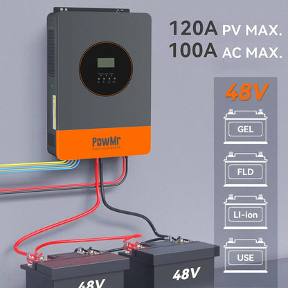 Hybride Zonne-Omvormer – Solar Omvormer – Off-Grid Omvormer – 3-Fase Omvormer – Energieomvormer – 6,2 kW Vermogen – 48V MPPT Batterijondersteuning